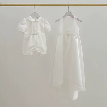 Alessio Mikado Christening Gown Set for Boys – Made to Order (AB017) - Flower Girl Dress - Aylu Bebe