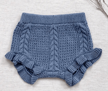 Alice Knit Bloomers - Blue - Flower Girl Dress - Aylu Bebe