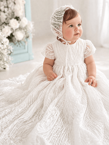 Anastelle Lace Heirloom Christening Gown for Girls (Baptism Outfit) – Made to Order (AB032) - Flower Girl Dress - Aylu Bebe