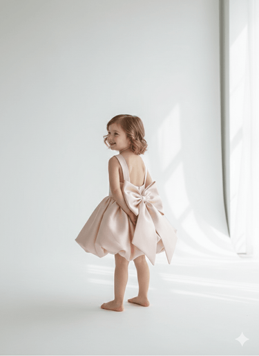 Bella Bow Mikado Flower Girl Dress - Made to Order (AB004) - Flower Girl Dress - Aylu Bebe