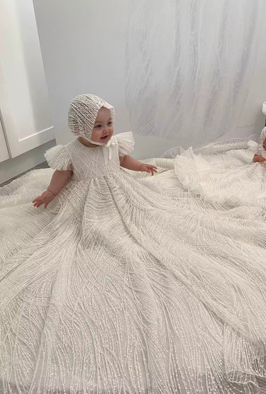 Celeste Heirloom Christening Gown for Girls (Baptism Outfit) – Made to Order (AB050) - Flower Girl Dress - Aylu Bebe