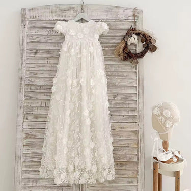 Elara Bloom Christening Gown for Girls (Baptism Outfit) – Made to Order (AB010) - Flower Girl Dress - Aylu Bebe