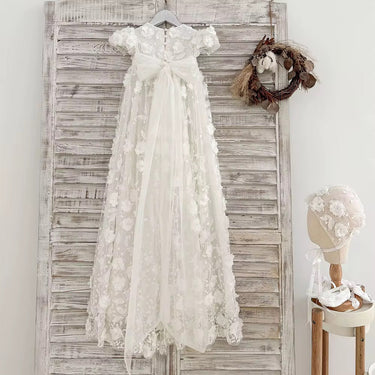 Elara Bloom Christening Gown for Girls (Baptism Outfit) – Made to Order (AB010) - Flower Girl Dress - Aylu Bebe