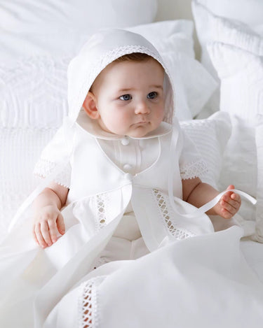 Elian Heirloom Christening Gown Set for Boys (Baptism Outfit) – Made to Order (AB020) - Flower Girl Dress - Aylu Bebe