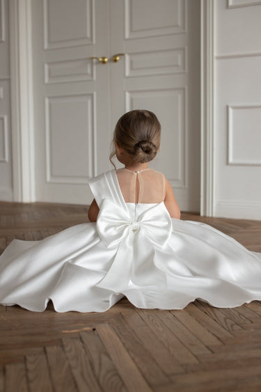 Elise Pleated Mikado Flower Girl Gown - Made to Order - Flower Girl Dress - Aylu Bebe