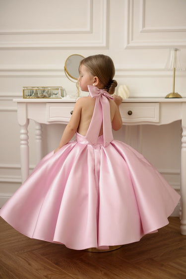 Étoile High Neck Mikado Bow Dress - Flower Girl Dress - Aylu Bebe