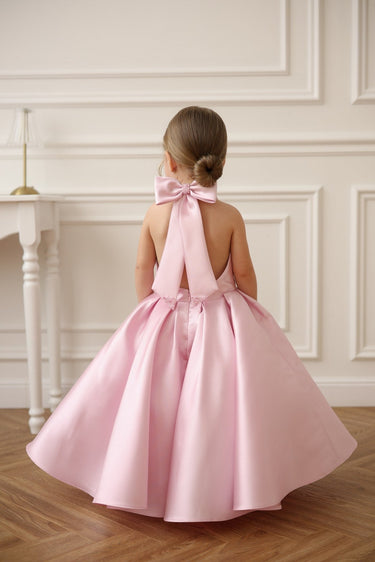 Étoile High Neck Mikado Bow Dress - Flower Girl Dress - Aylu Bebe