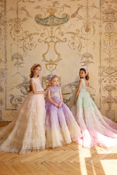 Fleur de Pêche Gown (AB3822) | Made to order - Flower Girl Dress - Aylu Bebe
