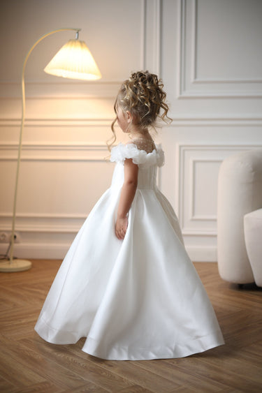 Floral Mikado Flower Girl Dress - Flower Girl Dress- Aylu Bebe
