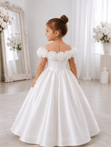 Floral Mikado Flower Girl Dress - Flower Girl Dress- Aylu Bebe