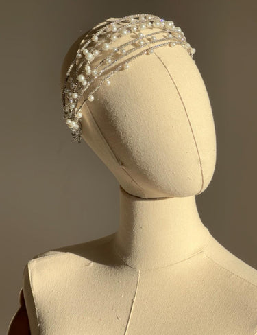Handmade pearl and Crystal Headband - Flower Girl Dress - Aylu Bebe