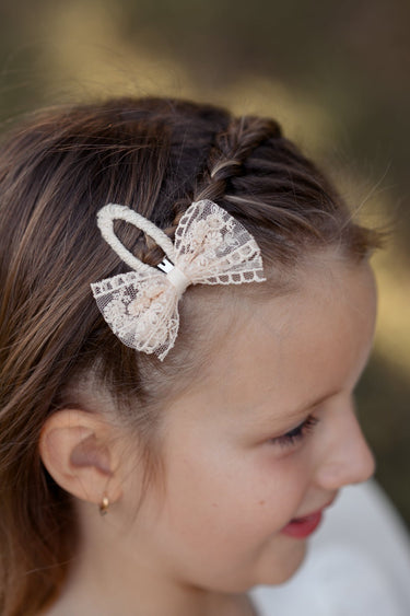 Lace bow hair clip - Neutral - Flower Girl Dress - Aylu Bebe