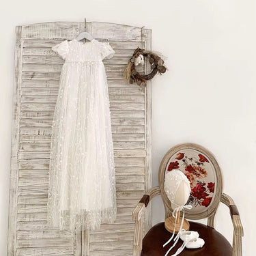 Liora Bloom Christening Gown for Girls (Baptism Outfit) – Made to Order (AB034) - Flower Girl Dress - Aylu Bebe