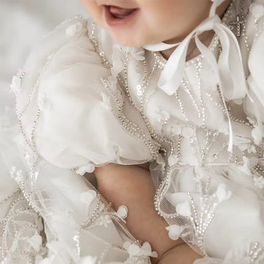 Liora Bloom Christening Gown for Girls (Baptism Outfit) – Made to Order (AB034) - Flower Girl Dress - Aylu Bebe
