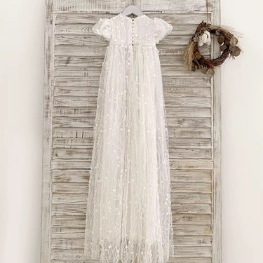 Liora Bloom Christening Gown for Girls (Baptism Outfit) – Made to Order (AB034) - Flower Girl Dress - Aylu Bebe