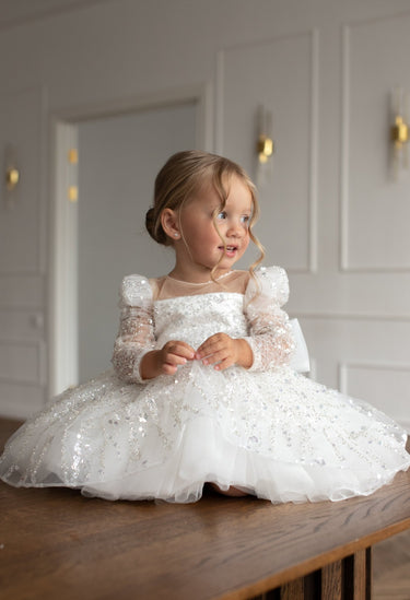 Luna Sequin Flower Girl Dress – Made to Order - Flower Girl Dress - Aylu Bebe