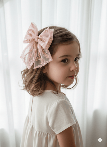 Luna Sequin Hair Clip - Pink - Flower Girl Dress - Aylu Bebe