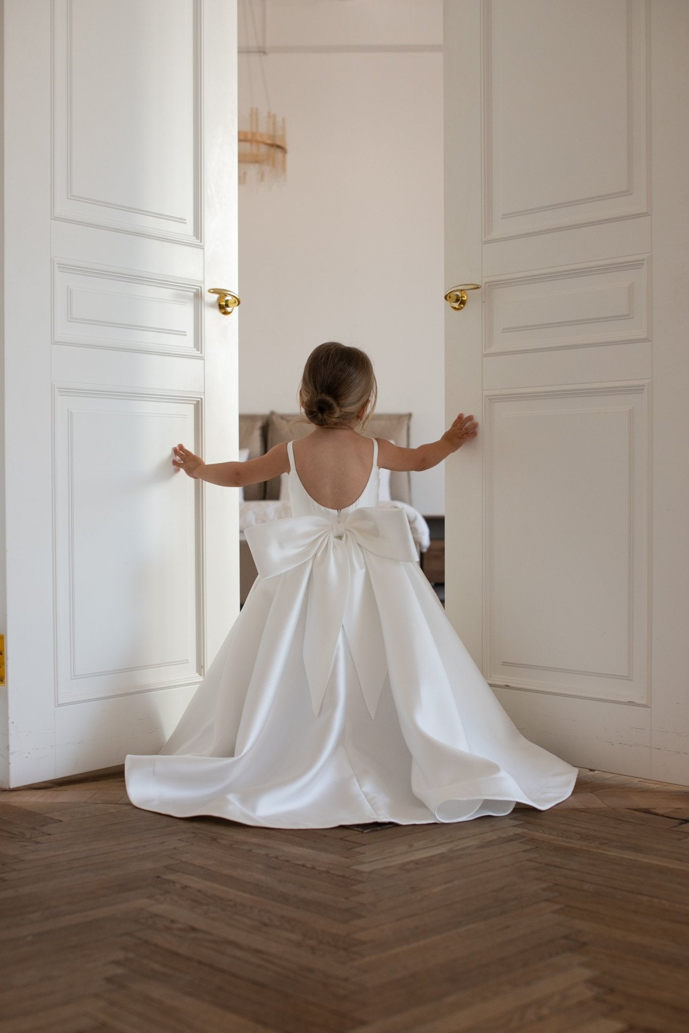 Majestic Mikado Flower Girl Dress with Bow