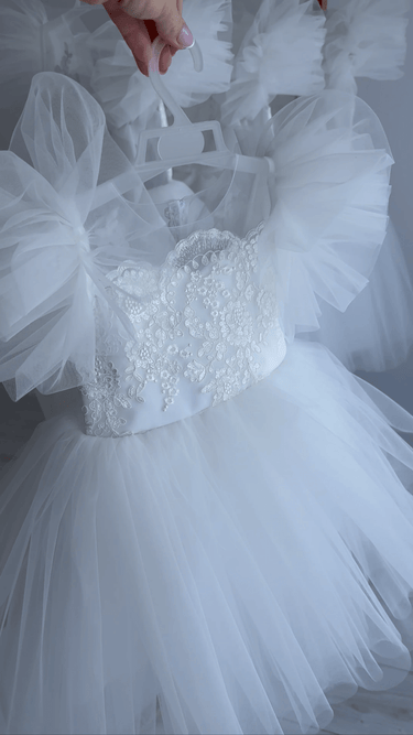 Naya Dress - White - Made to Order - Flower Girl Dress - Aylu Bebe