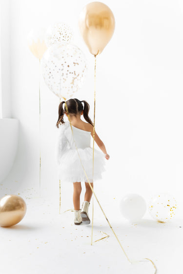Off shoulder Tutu - White - Flower Girl Dress - Aylu Bebe