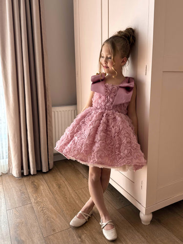 Rosette Pink Flower Girl Dress - Handmade in Europe | Aylu Bebe - Flower Girl Dress - Aylu Bebe