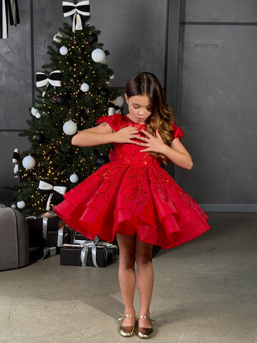 Scarlet Whirl Dress - AB3842 Made To Order - Flower Girl Dress - Aylu Bebe