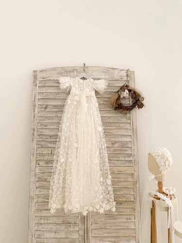 Valencia Bloom Christening Gown for Girls (Baptism Outfit) – Made to Order (AB011) - Flower Girl Dress - Aylu Bebe