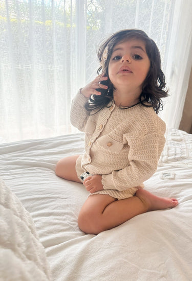 2 piece Amelie set - Beige - Flower Girl Dress - Aylu Bebe