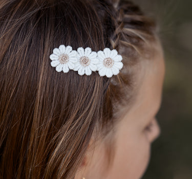 Triple Daisy Hair Clip - Neutral