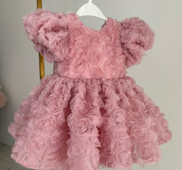 Rosalie Pink Flower Girl Dress | Handmade in Europe | Luxury Occasion Wear by Aylu Bebe - Made to Order
