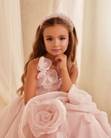 Close up of 3D rose petals on Petal Reverie gown