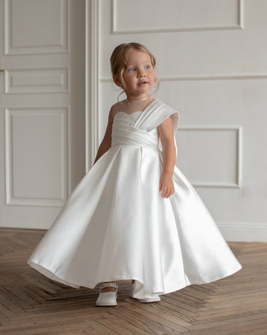 Full length view of the Elise couture flower gown