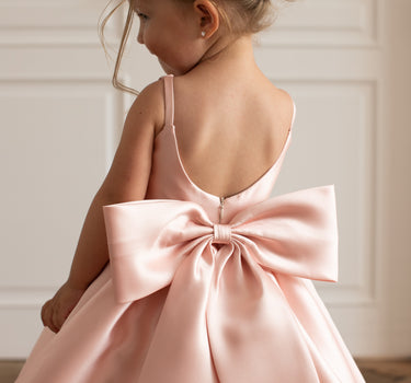Back view of Majestic Mikado Gown with oversized detachable bow