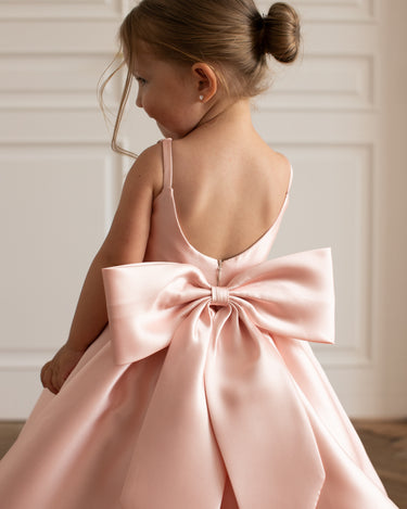 Back view of Majestic Mikado Gown with oversized detachable bow
