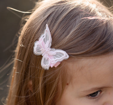 Lace butterfly hair clip - Pink