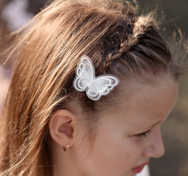 Double layer organza hair clip - White