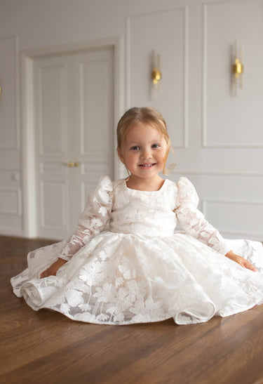 Celestia Lace Flower Girl Dress - Made to Order (AB005) - Flower Girl Dress - Aylu Bebe