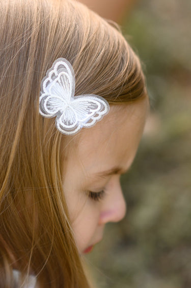 Double layer organza hair clip - White - Flower Girl Dress - Aylu Bebe