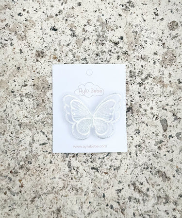 Double layer organza hair clip - White - Flower Girl Dress - Aylu Bebe