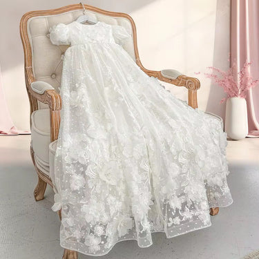 Elian Heirloom Christening Gown Set for Girls (Baptism Outfit) – Made to Order (AB020) - Flower Girl Dress - Aylu Bebe