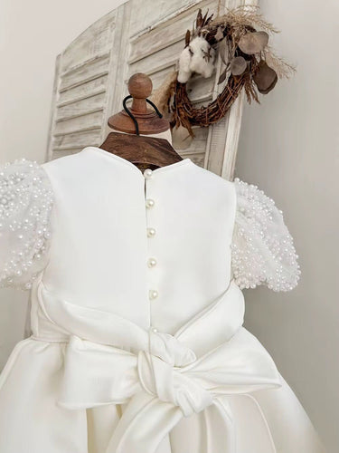 Elowen Pearl Christening Gown for Girls (Baptism Outfit) – Made to Order (AB044) - Flower Girl Dress - Aylu Bebe