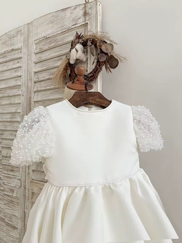 Elowen Pearl Christening Gown for Girls (Baptism Outfit) – Made to Order (AB044) - Flower Girl Dress - Aylu Bebe