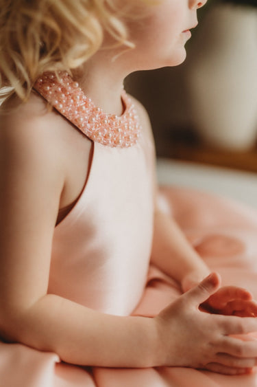 Étoile High Neck Mikado Bow Dress | AB009 Made to Order - Flower Girl Dress - Aylu Bebe