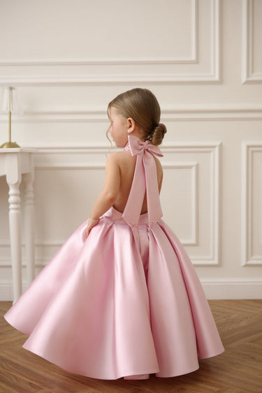 Étoile High Neck Mikado Bow Dress - Flower Girl Dress - Aylu Bebe