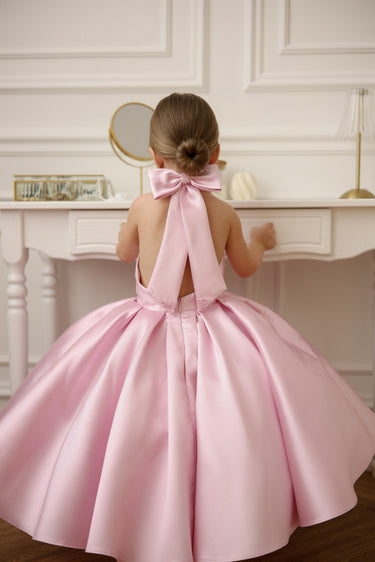 Étoile High Neck Mikado Bow Dress - Flower Girl Dress - Aylu Bebe