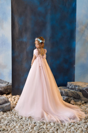Fleur de Lune Floral Flower Girl Dress – Made to Order (AB3703) - Flower Girl Dress - Aylu Bebe