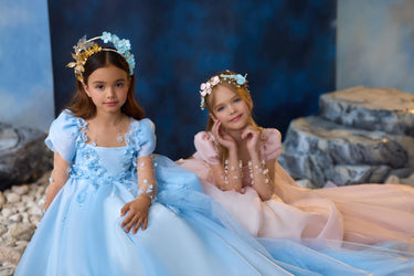 Fleur de Lune Floral Flower Girl Dress – Made to Order (AB3703) - Flower Girl Dress - Aylu Bebe