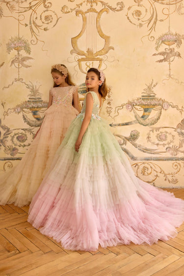 Fleur de Pêche Gown (AB3822) | Made to order - Flower Girl Dress - Aylu Bebe
