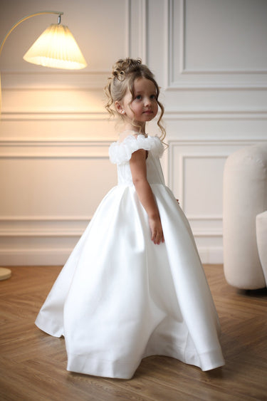 Floral Mikado Flower Girl Dress - Flower Girl Dress- Aylu Bebe