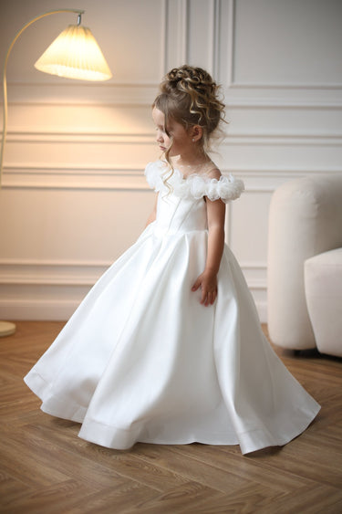 Floral Mikado Flower Girl Dress - Flower Girl Dress- Aylu Bebe